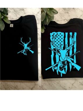 Country shirt deer hunting fishing American flag popular cute Blue